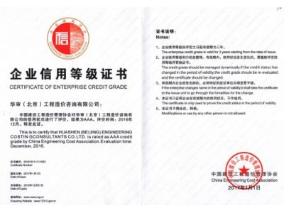 企業(yè)信用等級(jí)證書(shū)